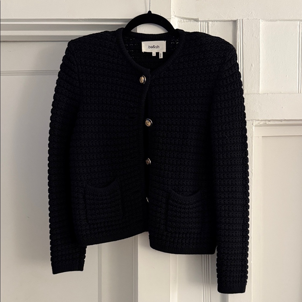 ba&sh Black Textured Lady Cardigan